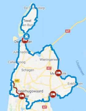 Cycle tour in North Holland - map