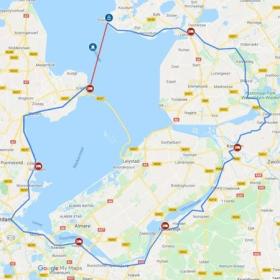 Cycle tour around IJsselmeer - map