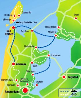 Mit Rad & Schiff in Nordholland - De Holland - Karte