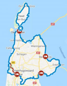 Radtour in Nord-Holland - Karte
